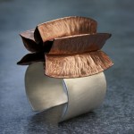 silver and copper lotus cuff