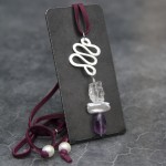 Silver Ribbon Pendant and Rock Crystal, Freshwater Pearl and Amentrine Drop